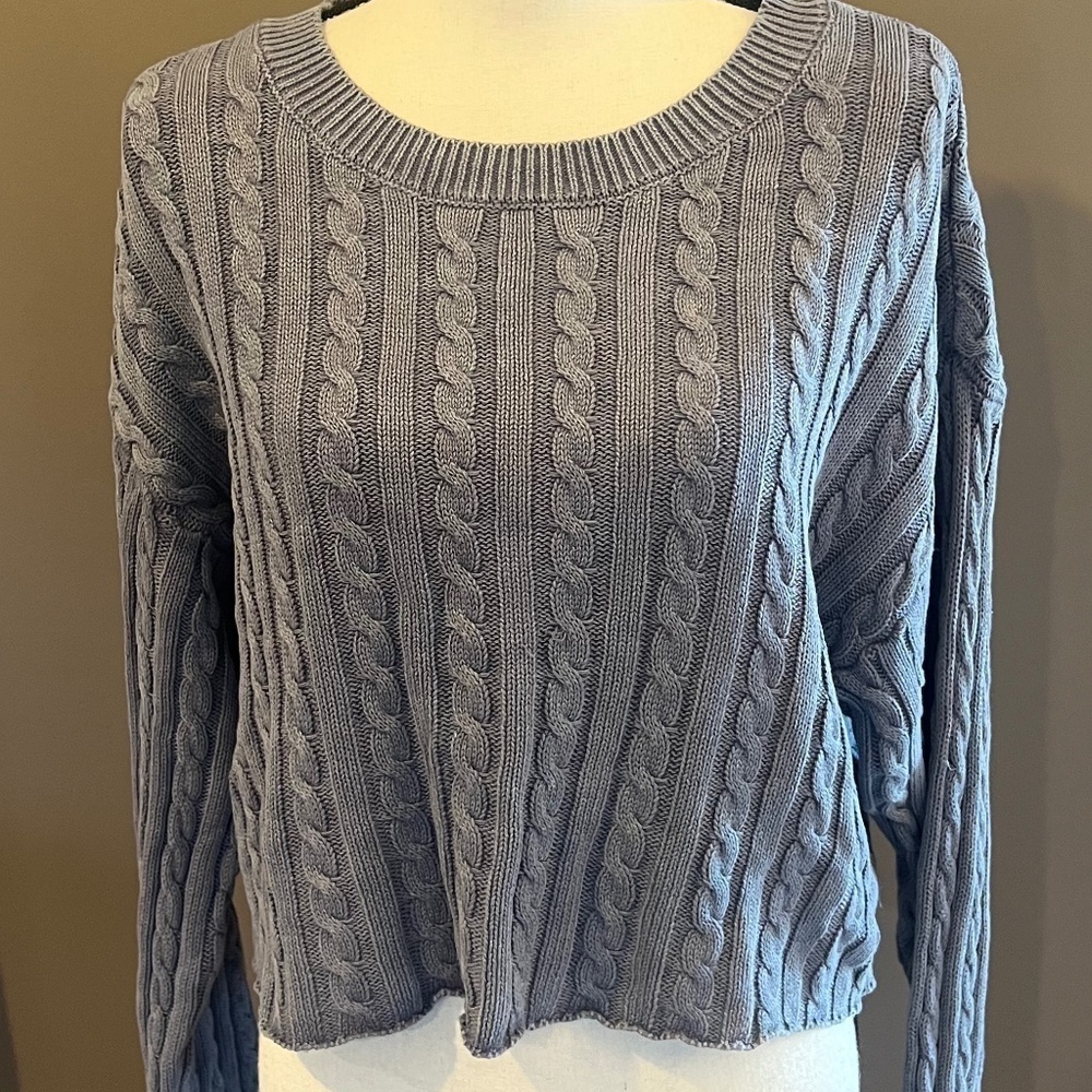 Sincerely Jules Women's Cable Knit Long Sleeve Cropped Sweater, Size XL